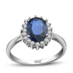1.19 Karat Ovaler Saphir Diamantring