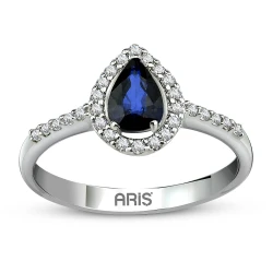 0.56 Karat Diamant Tropfenförmiger Saphir-Ring
