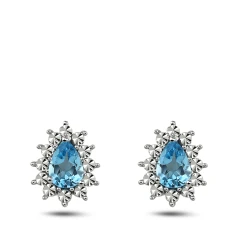 Tropfen Blauer Topas Gold Ohrring