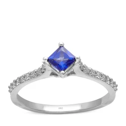 0,59 Karat Diamant Prinzessschliff Saphir Ring