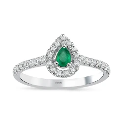 Diamant Tropfen Smaragd Ring