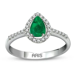 Diamant Smaragd Ring im Tropfenschliff