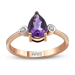 Tropfenförmiger Amethyst Diamant Ring