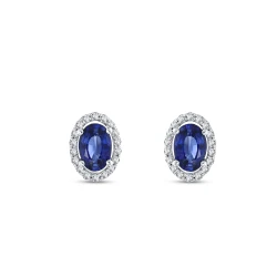 1.06 Karat Safir Oval Pırlanta Küpe