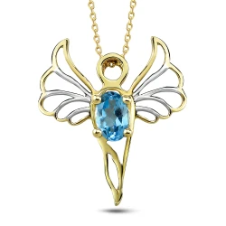 Friedensengel mit Blauem Topas Kette (Mikail)