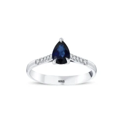 0,72 Karat Tropfenschliff Saphir-Diamantring