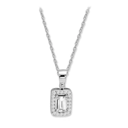 Smaragdschliff-Solitärring mit Diamant