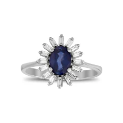 1,22 Karat Saphir-Baguette-Diamantring