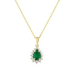 Tropfen Smaragd Diamant Halskette