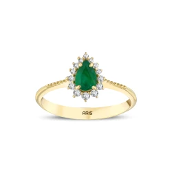 Tropfen Smaragd Diamant Ring