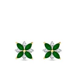 Marquiseschliff Smaragd-Diamantohrringe