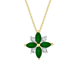 Marquise-Smaragd-Diamantkette