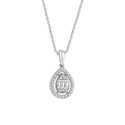 0,19 Karat Tropfen-Baguette-Diamantkette