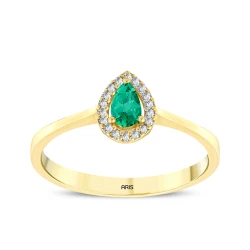 0,26 Karat Tropfen-Smaragd-Diamantring