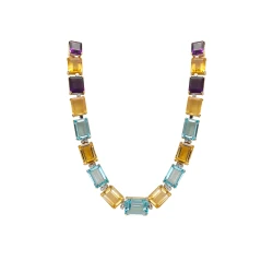 Diamant Collier mit bunten Steinen