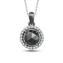 Schwarzer Diamant Solitärring Kette