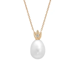 Diamant Perlenkrone Kette Gold