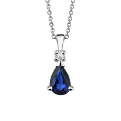 Diamantierte Tropfen-Saphir Kette Ferrara