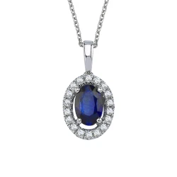 Diamant Ovaler Saphir Halskette