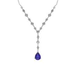 Diamant Tropfen Saphir Kette