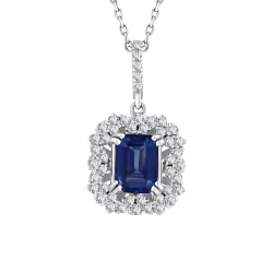 1,50 Karat Smaragdschliff Saphir-Kette