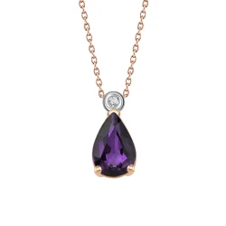 Diamant Tropfen Amethyst Kette