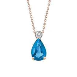 Diamant Tropfen Blauer Topas Kette