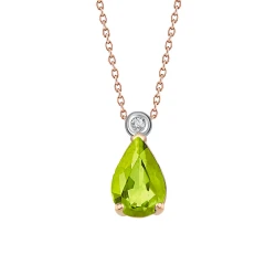 Diamant Tropfen Peridot Kette