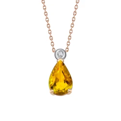 Diamant Tropfen Citrin Kette