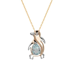 Diamant Gold Pinguin Kette