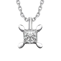 0,20 Karat Diamant Prinzessschliff Solitärring Kette