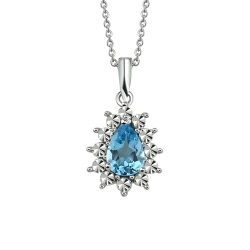 Goldkette mit Tropfenförmigem Blauem Topas