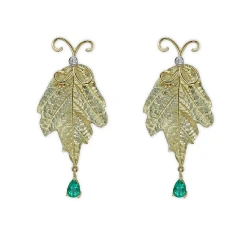 Diamant Smaragd Blatt Ohrring