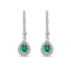 Diamant Tropfen Smaragd Ohrringe