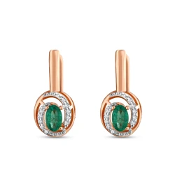 Diamant Ovaler Smaragd Ohrringe