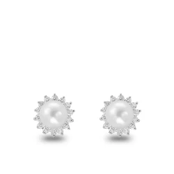 Diamant Anturage Perlen Ohrring