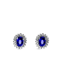 Diamant Oval Saphir Ohrringe