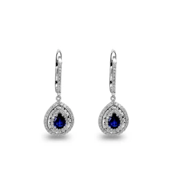 1,53 Karat Tropfen Saphir-Diamant-Ohrringe