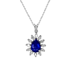 Diamant Tropfen Saphir Kette