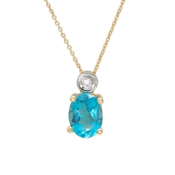 Ovaler Schliff Blauer Topas Diamant Kette