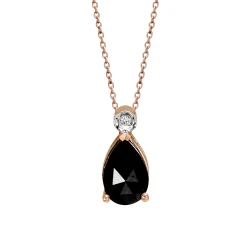 Tropfenschliff Solitär Schwarze Diamantkette