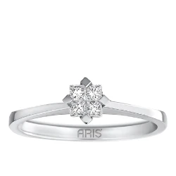 0,20 Karat Prinzess-Schliff Diamant Effekt Solitärring
