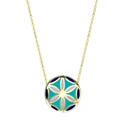 Lebensblume Gold Emaille Kette