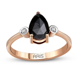 Tropfen Schwarzer Diamant Ring