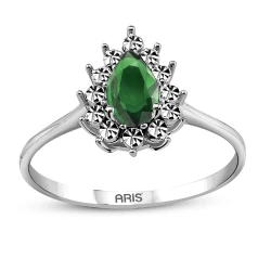 Tropfen Smaragd Gold Ring