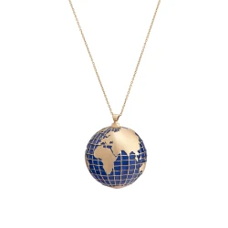 Emaille Gold Weltkugel Halskette