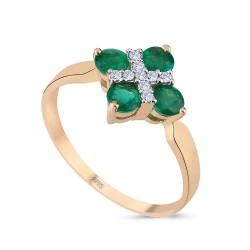 Kleeblatt Smaragd Diamantring