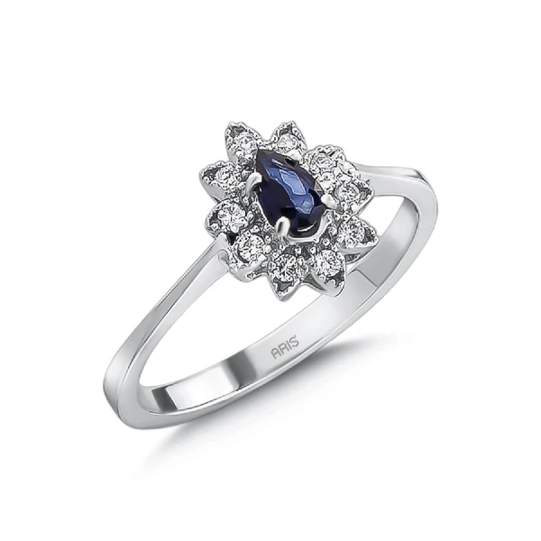 0.63 Karat Diamant Tropfenförmiger Saphirring