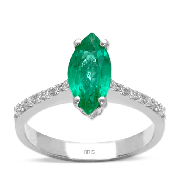 Diamant Smaragd Markis Ring