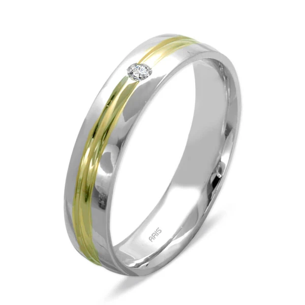 Gold Verlobung Ehering mit Diamant Damenmodell